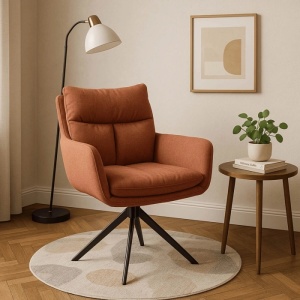 SET 4 SCAUNE ROTATIVE, ARTIM MEBLE, REALIZAT DIN MATERIAL TEXTIL CARAMIZIU SI METAL, STIL MODERN