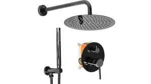 SET DE DUS INCASTRAT REA LUNGO + BOX, NEGRU METALIC, DIN ALAMA, CALITATE SUPERIOARA