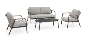 SET LOUNGE DE GRADINA/TERASA MIRAVET, CONFECTIONAT DIN ALUMINIU, POLIPROPILENA SI TEXTIL, STIL MODERN