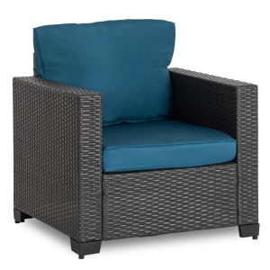 SET MOBILIER DE GRADINA/TERASA, OLIMPIA, ARTIM MEBLE, DIN TECHNORATAN SI STICLA, CULOARE GRI/ALBASTRU - Img 4