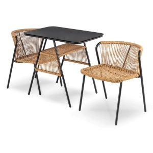 SET MOBILIER TERASA, TRIESTE, ARTIM MEBLE, DIN METAL, STICLA SI RATAN, CULOARE MARO/NEGRU - Img 2