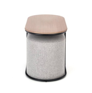 SET PAMPA - MASUTA CU DOI TABURETI, STEJAR/NEGRU/GRI, DIN MDF FURNIRUIT, METAL SI TEXTIL, STIL MODERN, HALMAR - Img 4
