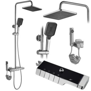 SET PENTRU DUS CU TERMOSTAT REA ROB NICKEL PERIAT INOX, CALITATE SUPERIOARA