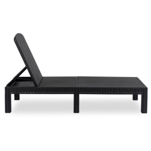 SEZLONG PLAJA PLIABIL, ARTIM MEBLE, REALIZAT DIN TEHNORATAN, CULOARE NEAGRA, STIL MODERN - Img 5