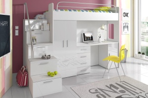 SISTEM MODULAR PENTRU CAMERA COPII ALB RAJ4 KM DESIGN MODERN