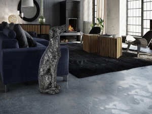 STATUETA DECORATIVA DOGO 543962, GREYHOUND, NEGRU SI ARGINTIU, DIN STICLA SI FIBRA DE STICLA, STIL MODERN, SCHULLER - Img 2