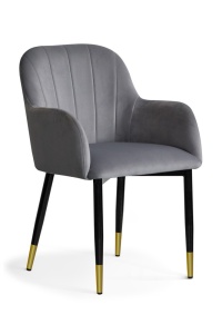 STOC 6 BUC!!! PRET SPECIAL!!! SCAUN TULIP DIN METAL SI TEXTIL CATIFEA DE CULOARE GRI/NEGRU/AURIU DESIGN MODERN