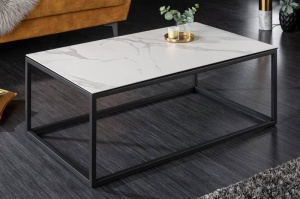 STOC !!! MASUTA DE CAFEA, SYMBIOSE 100CM, DIN CERAMICA CU EFECT DE MARMURA ALBA, DESIGN INDUSTRIAL