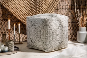 TABURET ALB/GRI ORIENTAL 39019 DESIGN MODERN - Img 1