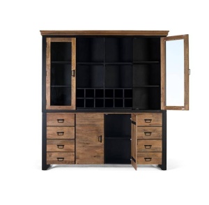 VITRINA LIVING 220CM, NATURAL/NEGRU, DIN LEMN DE MANGO SI METAL, GINER Y COLOMER - Img 3
