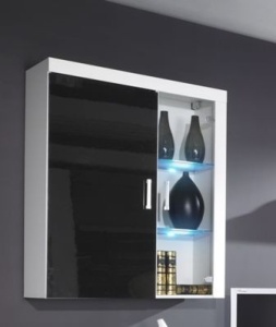 VITRINA LIVING CU LED-URI SAMBA REG4 ALB/NEGRU DESIGN MODERN CM