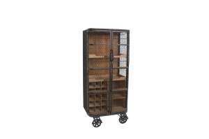 VITRINA LIVING, LOFT 145CM, REALIZAT DIN LEMN DE PIN SI METAL, CULOARE MARO ANTICHIZAT/NATUR, ARTIM GROUP