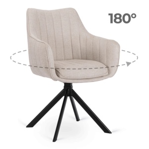 10X SCAUN ROTATIV, ARTIM MEBLE, REALIZAT DIN MATERIAL TEXTIL, CULOARE CREM, STIL MODERN - Img 10