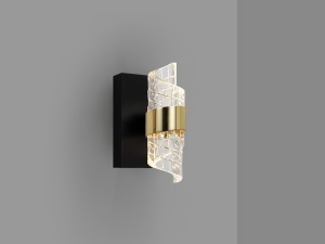 APLICA ILIADA, 23 CM, NEGRU/AURIU/TRANSPARENT, DIN METAL SI ACRIL, STIL MODERN