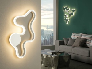 APLICA MAREA, 47 CM, ALBA, DIN OTEL, ALUMINIU SI SILICON, STIL MODERN