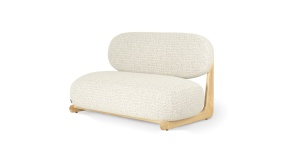 BANCUTA/SOFA BAOBAB 140, BEJ/NEGRU, CONFECTIONATA DIN TAPITERIE DIN TEXTIL, SPUMA SI PICIOARE DIN LEMN, STIL MODERN
