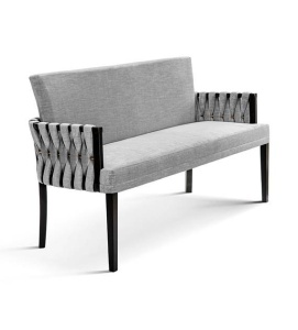 BANCUTA/SOFA ELIS, GRI/NEGRU, TAPITERIE DIN STOFA SI PICIOARE DIN LEMN, STIL MODERN