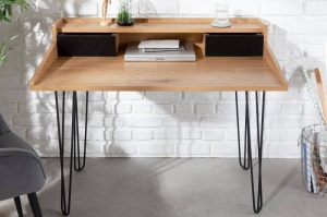 BIROU 110CM ASPECT STEJAR, STUDIO, DIN METAL SI MDF, STIL INDUSTRIAL