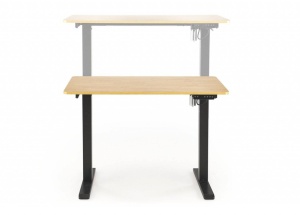 BIROU B53, CU FUNCTIE DE REGLARE A INALTIMII, STEJAR MIERE/NEGRU, DIN MDF LAMINAT SI METAL, STIL MODERN - Img 2
