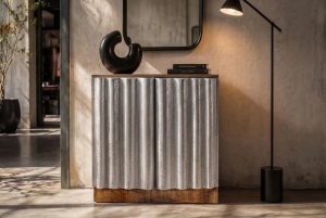 BUFET DEOSEBIT, ZALVERO 75CM, REALIZATA DIN LEMN DE MANGO SI METAL, ALUMINIU, CULOARE NATUR/ALUMINIU, INVICTA INTERIOR