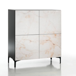 BUFET/DULAP LIVING 110CM, KIM ALABASTRU, COD 5081, STIL MODERN, REALIZATA DIN METAL SI PANOURI ECO - Img 1