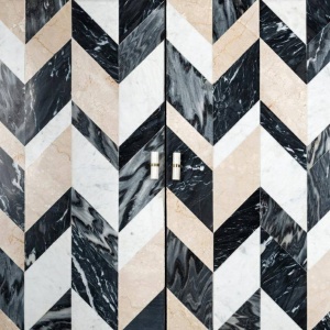BUFET/DULAP ROSTELLI, 150 CM, MULTICOLOR, DIN MARMURA SI LEMN MASIV, STIL MODERN, B2 - Img 5