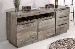 BUFET, FINCA 175CM, COD 40448, METAL SI LEMN PIN GRI, ASPECT INDUSTRIAL