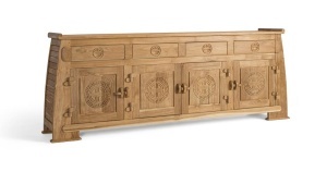 BUFET LIVING, 202CM, LEMN MASIV DE TEC, CULOARE NATUR, NOTE RUSTICE, ARTIM GROUP SELECTION
