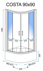 CABINA DE DUS COSTA 90X90 DIN STICLA SECURIZATA CALITATE SUPERIOARA