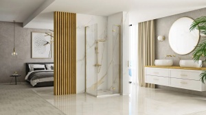 CABINA DE DUS REA HUGO, 90x90 CM, AURIU PERIAT, DIN STICLA, CALITATE SUPERIOARA - Img 7