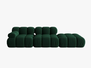 CANAPEA/COLTAR MODULAR BELLIS DREAPTA, 3 LOCURI, 282 CM, VERDE 38, TAPITERIE DIN CATIFEA, DESIGN DEOSEBIT