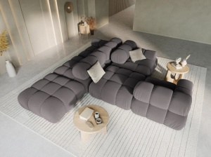 CANAPEA/COLTAR MODULAR BELLIS STANGA, 3 LOCURI, 282 CM, GRI INCHIS 97, TAPITERIE DIN CATIFEA, DESIGN DEOSEBIT - Img 2