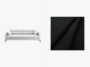 CANAPEA CU 3 LOCURI, MAMAIA NEAGRA, CU TAPITERIE BOUCLE BALOO, MICADONI