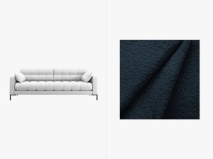 CANAPEA CU 4 LOCURI, MAMAIA ALBASTRU INCHIS, CU TAPITERIE DIN TEXTIL BOUCLE BALOO, MICADONI