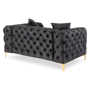 CANAPEA DEOSEBITA 2 LOCURI, ARTIM MEBLE, MATERIAL TEXTIL( CATIFEA) SI SUPORT METALIC, CULOARE NEAGRA/AURIU, STIL MODERN - Img 4
