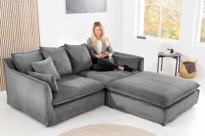 CANAPEA, HEAVEN 3 LOCURI 205CM, TEXTIL GRI, AURIE, COD 43443, MODEL DEOSEBIT - Img 2