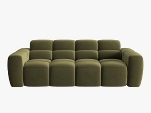 CANAPEA LISA, 3 LOCURI, 216 CM, VERDE OLIVE, TAPITERIE DIN CATIFEA, DESIGN DEOSEBIT - Img 3