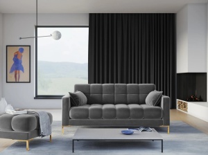 CANAPEA MAMAIA, 2 LOCURI, 152 CM, GRI DESCHIS 13/AURIU, TAPITERIE DIN CATIFEA, DESIGN DEOSEBIT