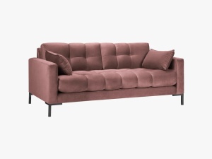 CANAPEA MAMAIA, 2 LOCURI, 152 CM, ROZ 52/NEGRU, TAPITERIE DIN CATIFEA, DESIGN DEOSEBIT - Img 2