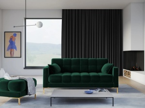 CANAPEA MAMAIA, 2 LOCURI, 152 CM, VERDE SMARALD 78/AURIU, TAPITERIE DIN CATIFEA, DESIGN DEOSEBIT