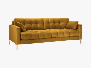 CANAPEA MAMAIA, 3 LOCURI, 177 CM, GALBEN 68/AURIU, TAPITERIE DIN CATIFEA, DESIGN DEOSEBIT