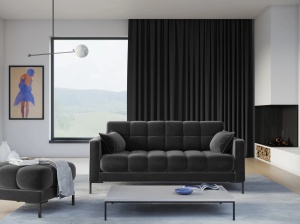 CANAPEA MAMAIA, 3 LOCURI, 177 CM, GRI INCHIS 18/NEGRU, TAPITERIE DIN CATIFEA, DESIGN DEOSEBIT
