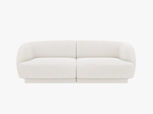 CANAPEA MILEY, CU 2 LOCURI, ALBA, CU TAPITERIE DIN TEXTIL BOUCLE BALOO, MICADONI