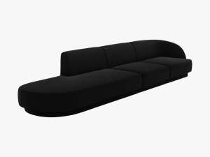 CANAPEA MILEY STANGA, 4 LOCURI, 325 CM, NEGRU 19, TAPITERIE DIN CATIFEA, DESIGN DEOSEBIT