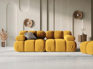 CANAPEA MODULARA BELLIS, 2 LOCURI, 188 CM, GALBEN 41, TAPITERIE DIN CATIFEA, DESIGN DEOSEBIT