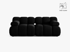CANAPEA MODULARA BELLIS, CU 2 LOCURI, NEAGRA, CU TAPITERIE DIN CATIFEA VENUS, MICADONI
