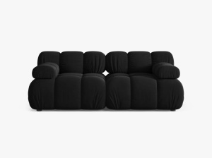 CANAPEA MODULARA BELLIS, NEGRU, CU 2 LOCURI, CU TAPITERIE DIN CATIFEA BLUVEL, MICADONI
