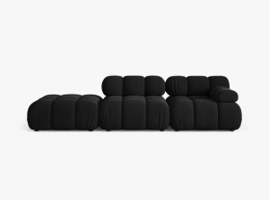 CANAPEA MODULARA BELLIS, PE STANGA, NEAGRA, CU TAPITERIE DIN CATIFEA BLUVEL, MICADONI