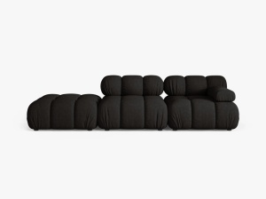 CANAPEA MODULARA BELLIS, PE STANGA, NEAGRA, CU TAPITERIE DIN TEXTIL STRUCTURAT LIBERTY, MICADONI