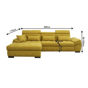 CANAPEA NATIK NEW, MODEL STANGA, MUSTAR, DIN TEXTIL ALFA, EXTENSIBIL, SPATIU DEPOZITARE, STIL MODERN, TK - Img 3